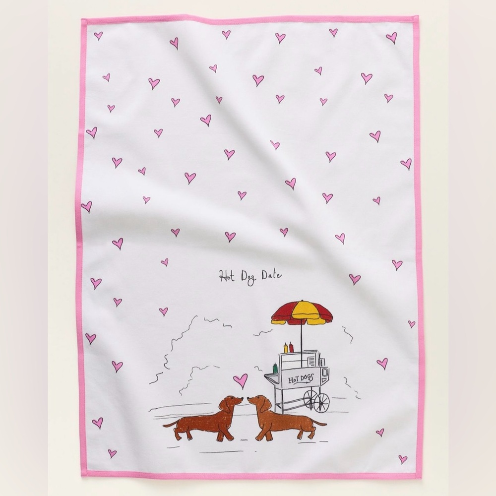 New! NWT Anthropologie Noun New York Hot Dog Date Dish Towel.